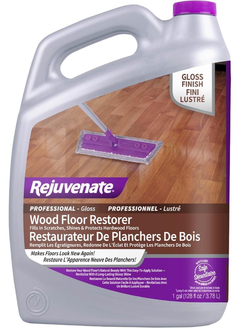 Rejuvenate Professional Wood Floor Restorer and Polish with Durable Finish Easy Mop On Application High Gloss Finish 128oz - Image 1