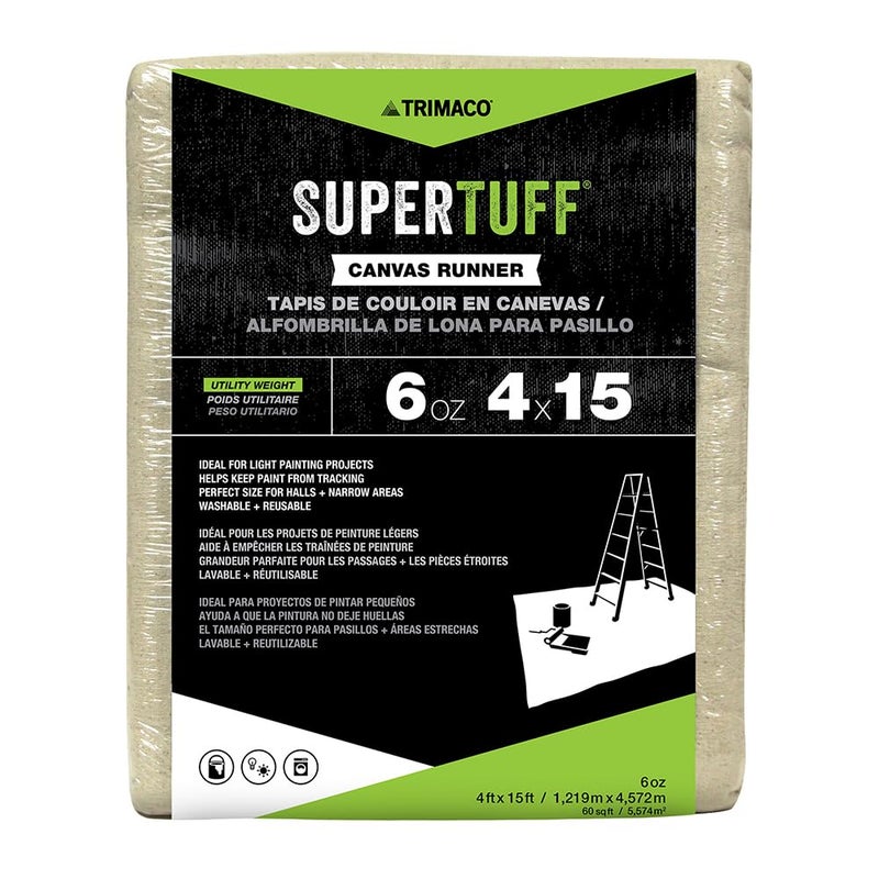 Trimaco 56708 SuperTuff 6 oz thick Utility Weight Canvas Drop Cloth, 4-feet x 15-feet,Beige - Image 2