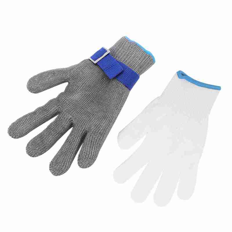 Level 5 Cut Resistant Gloves M Size Double-Layer Stainless Steel Wire Glove - Adjustable Buckle Soft Breathable Cut Proof Work Glove for Kitchen Slicing Sheet Metal Processing Glass Cutting - Image 4