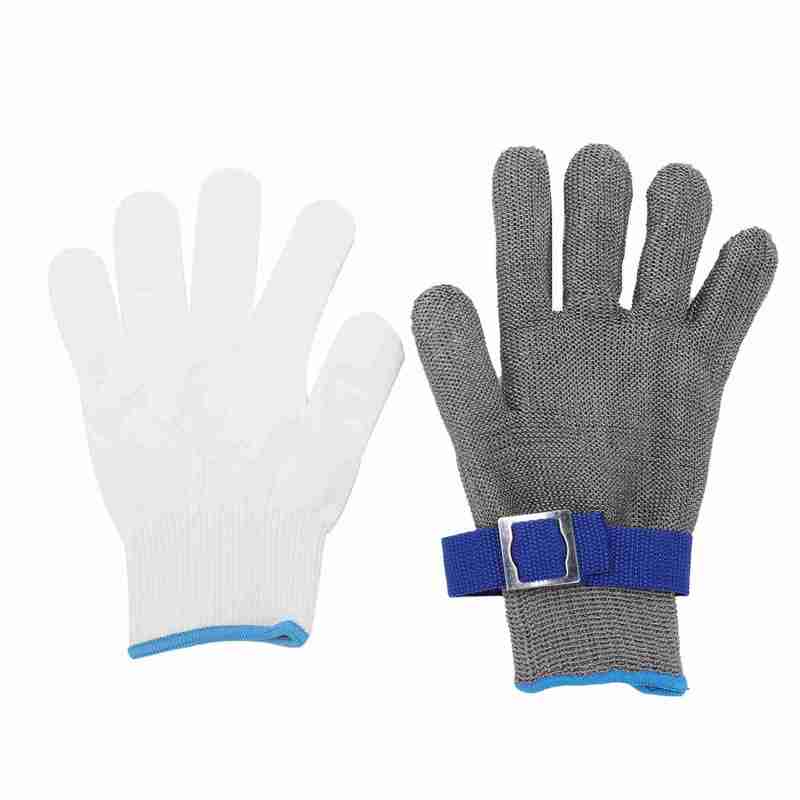 Level 5 Cut Resistant Gloves M Size Double-Layer Stainless Steel Wire Glove - Adjustable Buckle Soft Breathable Cut Proof Work Glove for Kitchen Slicing Sheet Metal Processing Glass Cutting - Image 3