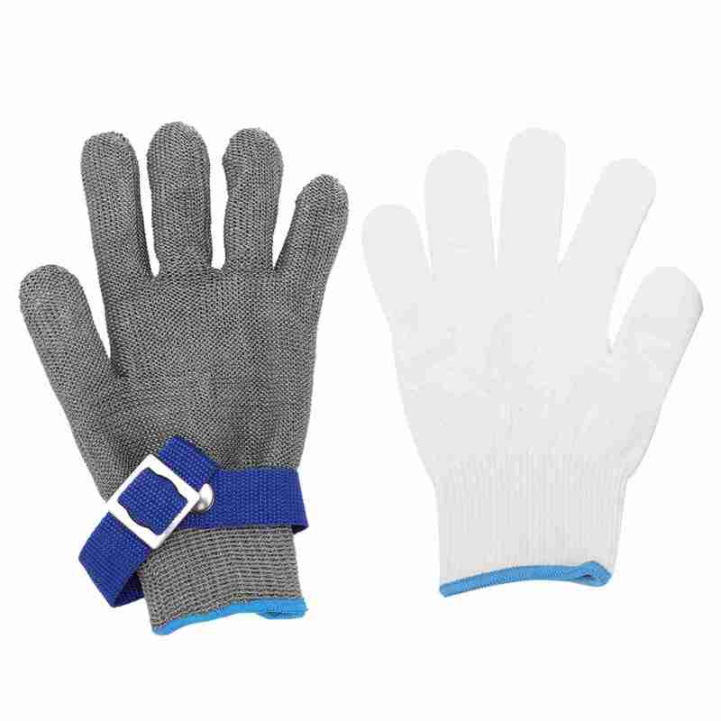 Level 5 Cut Resistant Gloves M Size Double-Layer Stainless Steel Wire Glove - Adjustable Buckle Soft Breathable Cut Proof Work Glove for Kitchen Slicing Sheet Metal Processing Glass Cutting - Image 1
