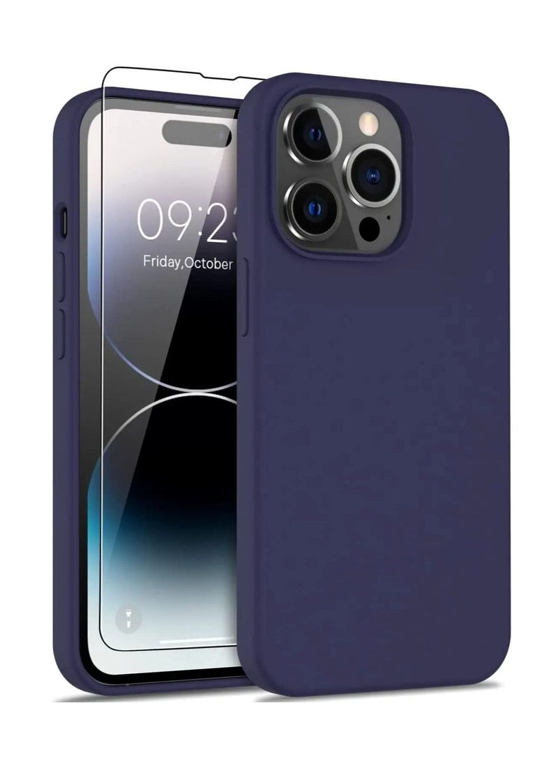 DUSALA Designed for iPhone 14 Pro Case with 2 Pack Screen Protector, Liquid Silicone Ultra Slim Shockproof Protective Phone Case with [Soft Anti-Scratch Microfiber Lining], 6.1 inch (Blue) - Image 1