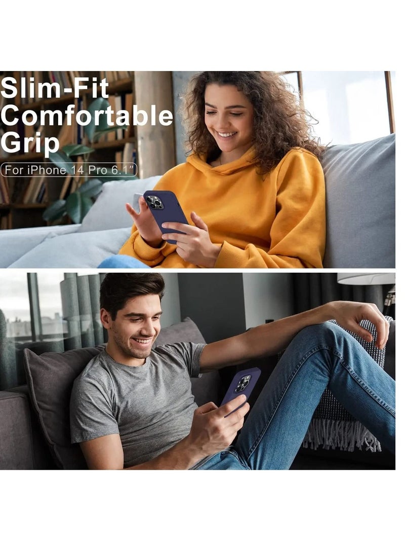 DUSALA Designed for iPhone 14 Pro Case with 2 Pack Screen Protector, Liquid Silicone Ultra Slim Shockproof Protective Phone Case with [Soft Anti-Scratch Microfiber Lining], 6.1 inch (Blue) - Image 2