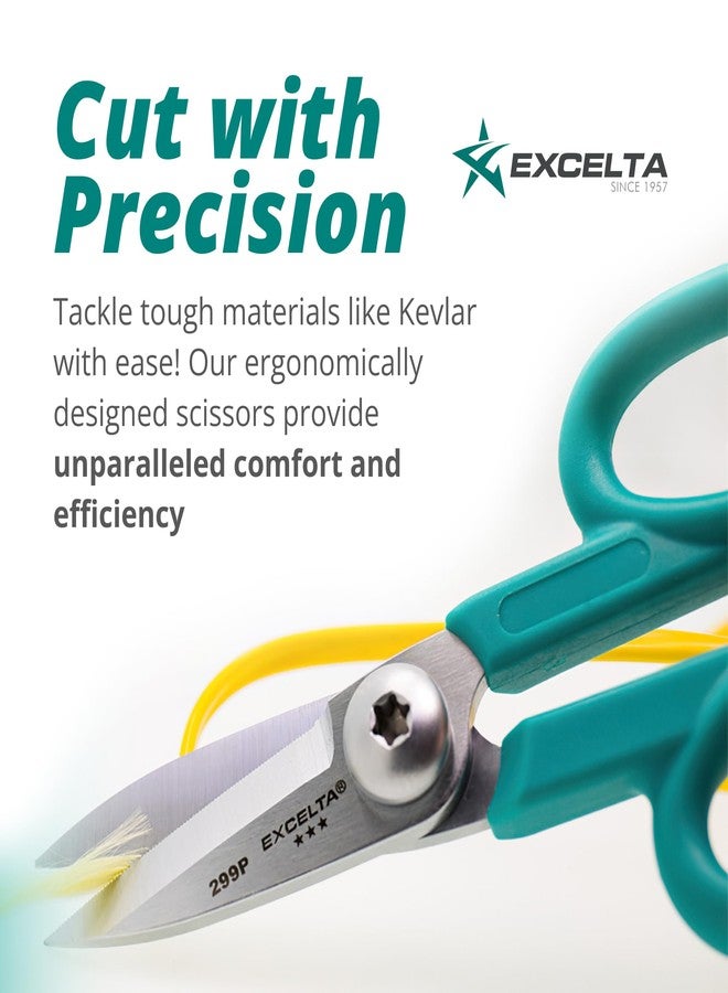 إكسلتا مقص قص إكسيلتا كيفلر، شفرات من الفولاذ المقاوم للصدأ بطول 5.5 بوصة، طول شفرة مستقيمة 1.75 بوصة، حافة مسننة، مقابض مصبوبة مريحة، احترافي - Image 3