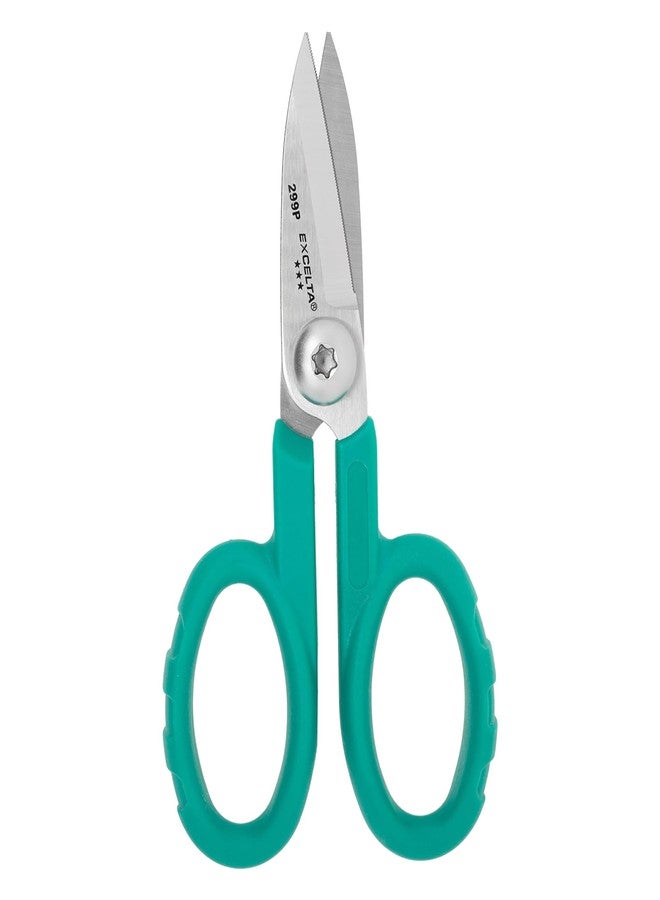 إكسلتا مقص قص إكسيلتا كيفلر، شفرات من الفولاذ المقاوم للصدأ بطول 5.5 بوصة، طول شفرة مستقيمة 1.75 بوصة، حافة مسننة، مقابض مصبوبة مريحة، احترافي - Image 1