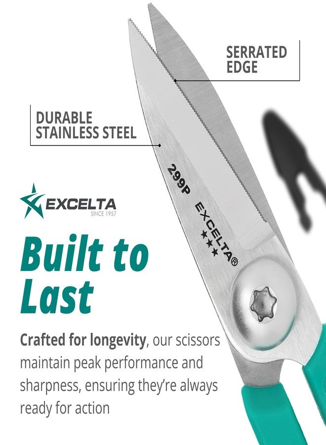 إكسلتا مقص قص إكسيلتا كيفلر، شفرات من الفولاذ المقاوم للصدأ بطول 5.5 بوصة، طول شفرة مستقيمة 1.75 بوصة، حافة مسننة، مقابض مصبوبة مريحة، احترافي - Image 2