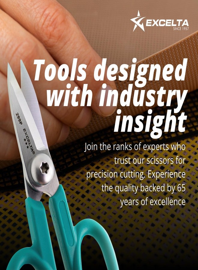 إكسلتا مقص قص إكسيلتا كيفلر، شفرات من الفولاذ المقاوم للصدأ بطول 5.5 بوصة، طول شفرة مستقيمة 1.75 بوصة، حافة مسننة، مقابض مصبوبة مريحة، احترافي - Image 5