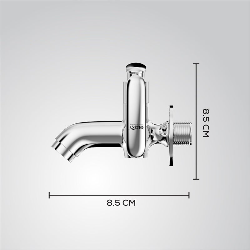 GLOXY 2 in 1 Chrome Finished Bib Cock Taps with Dual Riva Levers & Flenge - Perfect Compatible for Washing Machines, Bathroom Toilet Areas, Gardens & Kitchen Sinks - 10 Years Warranty - Image 2