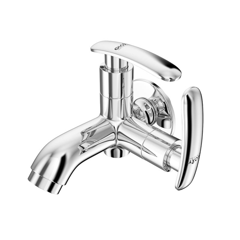 GLOXY 2 in 1 Chrome Finished Bib Cock Taps with Dual Riva Levers & Flenge - Perfect Compatible for Washing Machines, Bathroom Toilet Areas, Gardens & Kitchen Sinks - 10 Years Warranty - Image 1