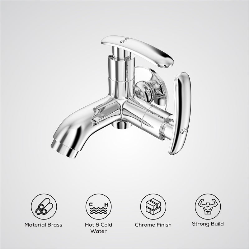 GLOXY 2 in 1 Chrome Finished Bib Cock Taps with Dual Riva Levers & Flenge - Perfect Compatible for Washing Machines, Bathroom Toilet Areas, Gardens & Kitchen Sinks - 10 Years Warranty - Image 3