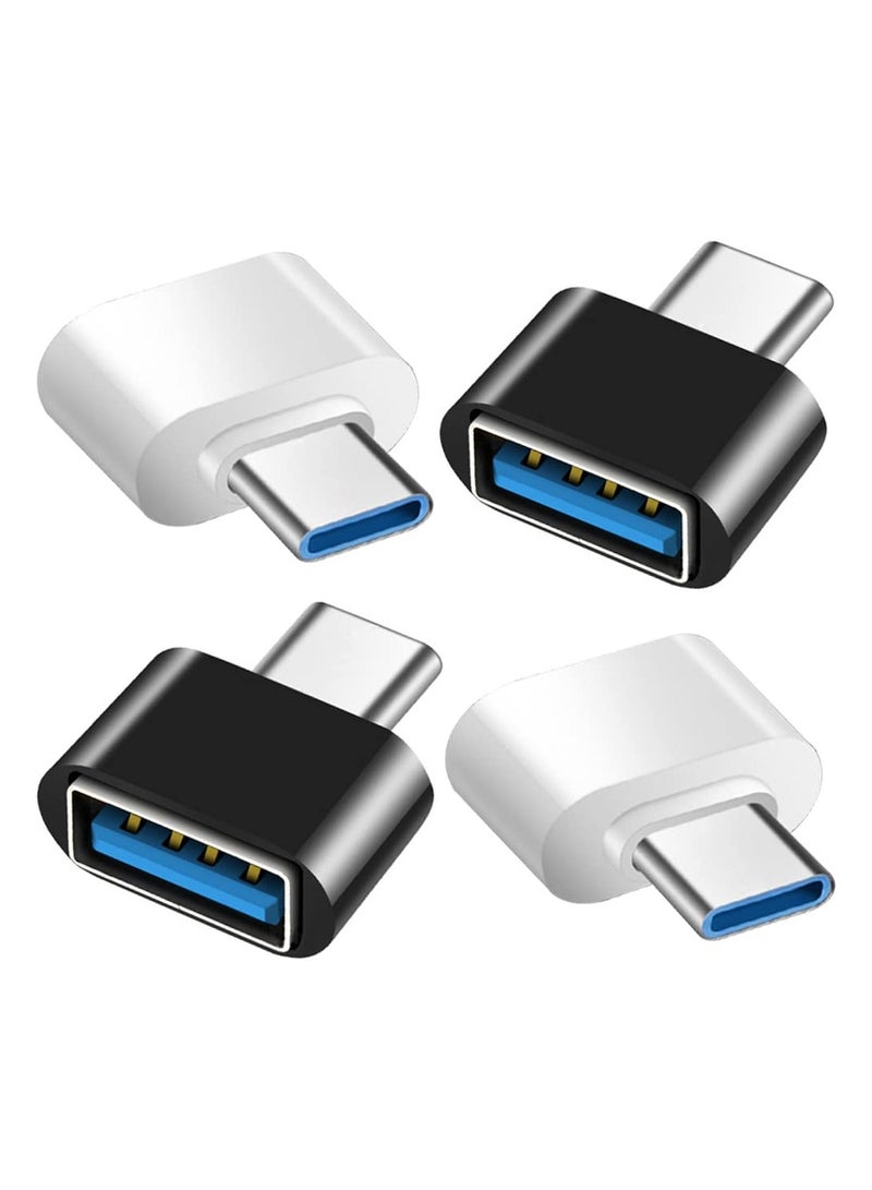 GNAFOTU USB C to USB Adapter 4 Pack, USB Female to USB C Male OTG Adapter, USB C Adapter Compatible with MacBook Pro, Samsung Galaxy, Type-C Phones, Laptops, Tablets and More (2 Black and 2 White)  - Image 1