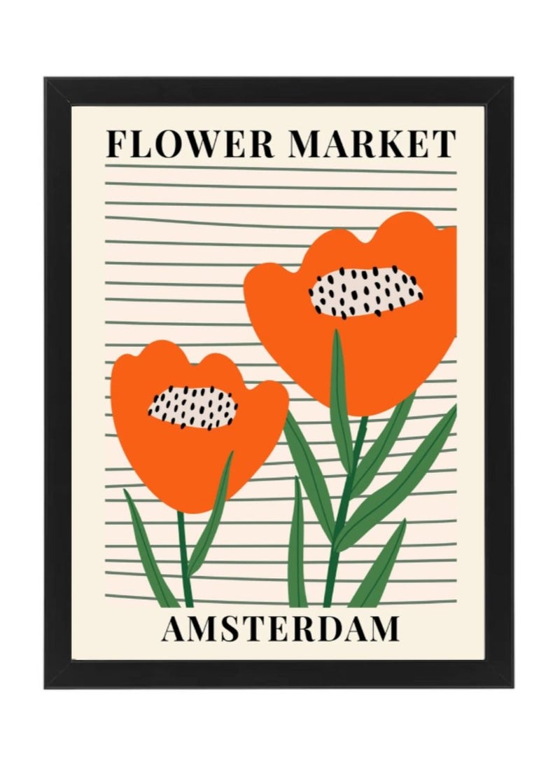 Boomah Accessories Flower Market Amsterdam Tulips Botanical Art Poster with Frame 30x40cm 