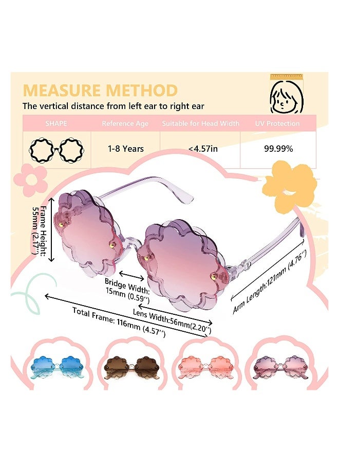Generic Kids Flower Sunglasses, 2 Pack Toddler Girls Round Floral Glasses for Outdoor Beach Fun, Colorful UV Protection Eyewear for Ages 1-8  - Image 4