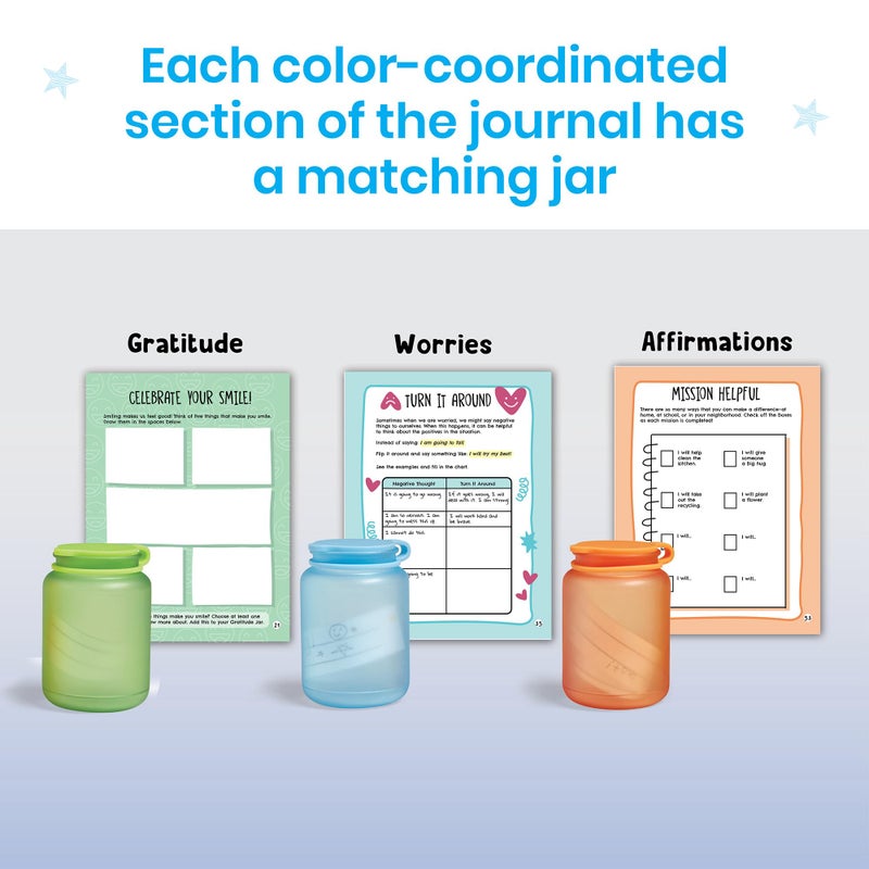 hand2mind Filling My Jars Interactive Journal, Kids Gratitude Growth Mindset Activities, Positive Affirmations for Kids, Mindfulness Social Emotional Learning, Calm Down Corner (95426) - Image 3