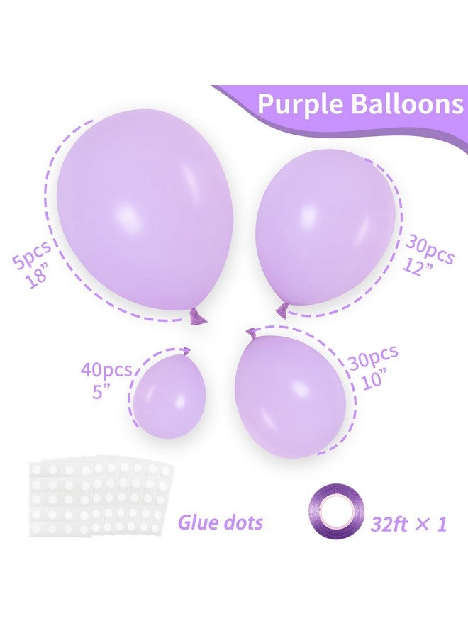 RUBFAC Pastel Purple Balloons Different Sizes 105pcs 5/10/12/18 Inches for Garland Arch, Light Purple Latex Ballons for Birthday Baby Shower Wedding Lavender Balloon Party Decorations - Image 2