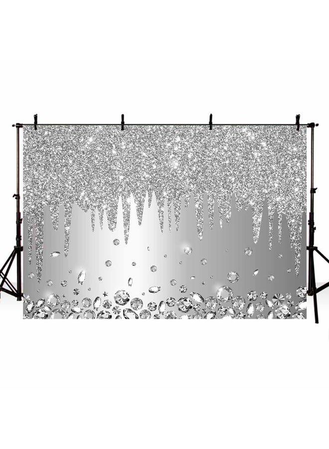 ABLIN 7x5ft Silver Backdrop Print Dripping Glitter Crystal Diamond Silver Happy Birthday Party Bridal Shower Wedding Decorations Photography Background Photo Shoot Props - Image 3