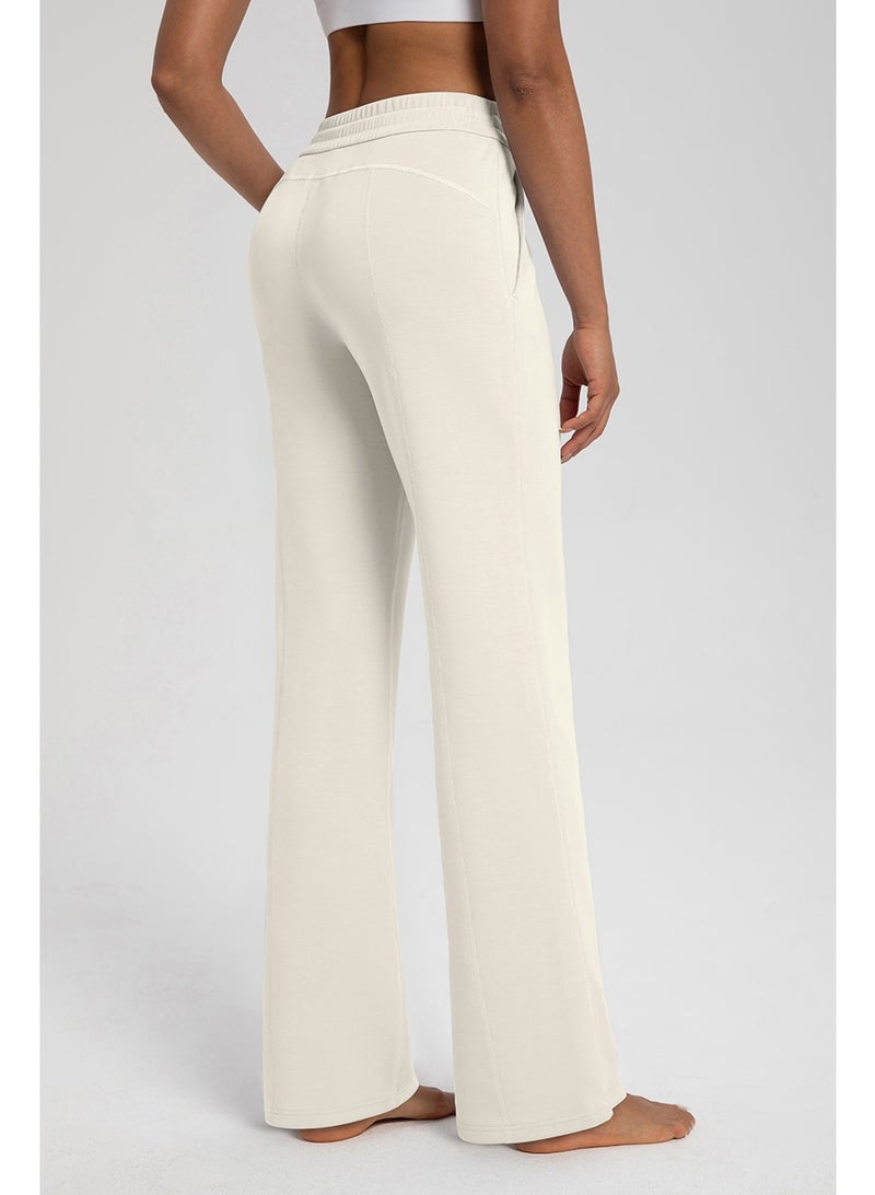 Women's High-Waisted Modal Wide Leg Yoga Pants - Sand Wash Air Layer Loose Casual Sports Trousers with Drawstring - Image 4