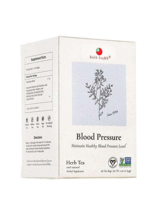 Health King - Blood Pressure Herb Tea, Teabags, 20 Count Box - Image 1