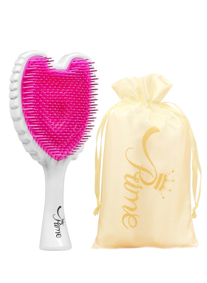 مشط فرشاة شعر برايم ويت تانجل لفك تشابك الشعر للنساء - شعيرات بيضاء زهرية لامعة - Image 1
