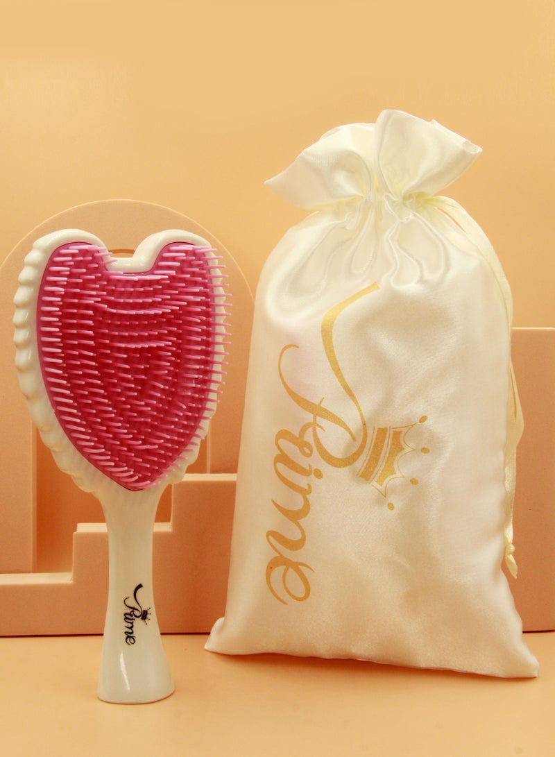 مشط فرشاة شعر برايم ويت تانجل لفك تشابك الشعر للنساء - شعيرات بيضاء زهرية لامعة - Image 3