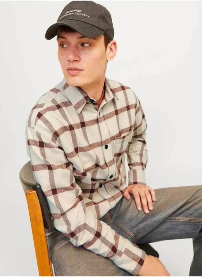 JACK & JONES Checked Relaxed Fit Shirt with Patch Pocket
