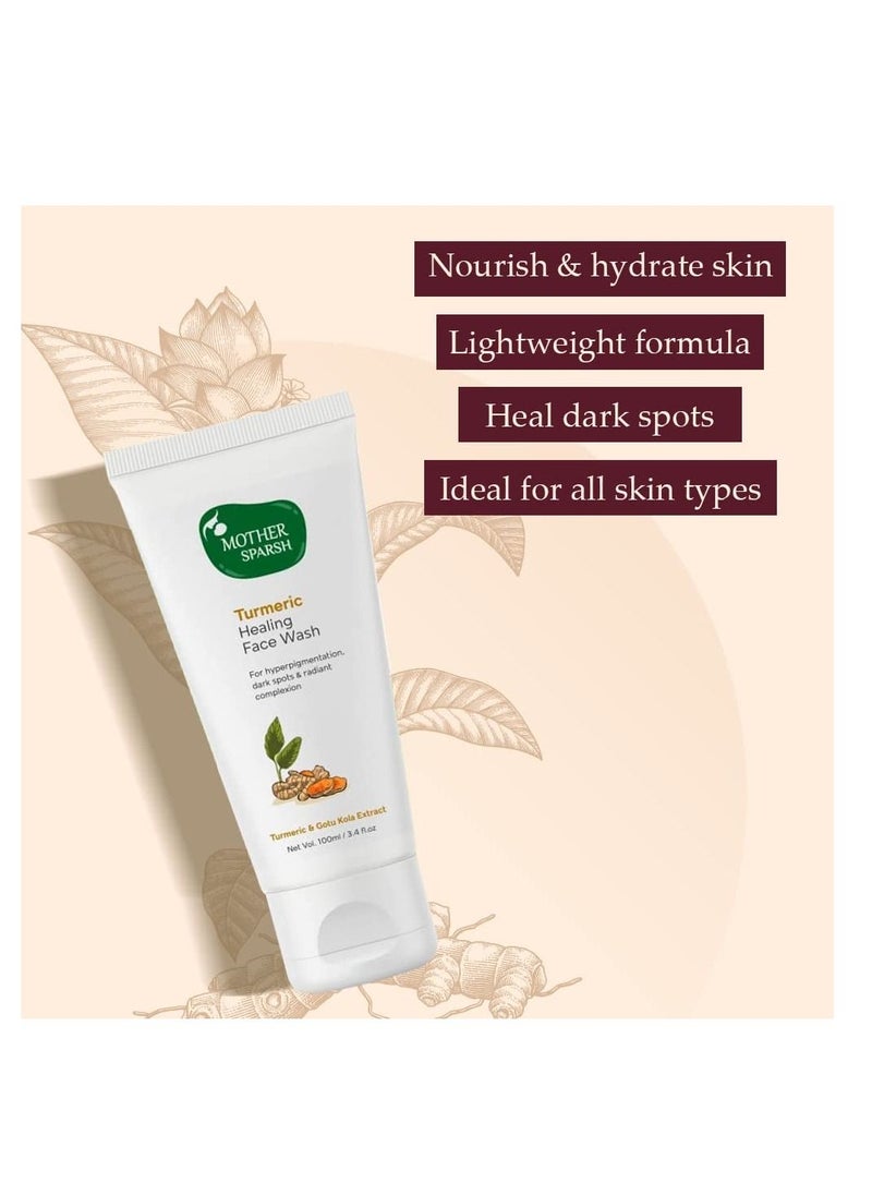 Mother Sparsh - Mother Sparsh Turmeric Healing Face Wash For Hyperpigmentation Dark Spots & Radiant Complexion  With Turmeric Gotu Kola & Ginseng Extract  Deeply Cleanses & Unclog Pores  100ml - Image 1