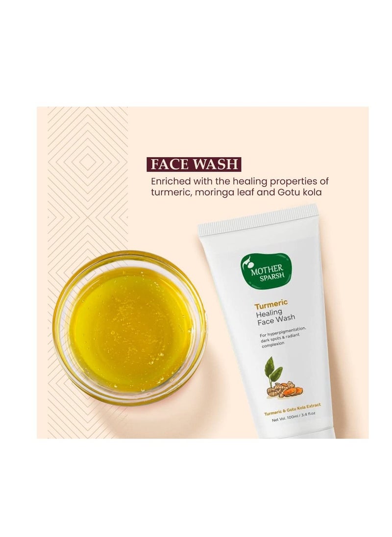 Mother Sparsh - Mother Sparsh Turmeric Healing Face Wash For Hyperpigmentation Dark Spots & Radiant Complexion  With Turmeric Gotu Kola & Ginseng Extract  Deeply Cleanses & Unclog Pores  100ml - Image 1