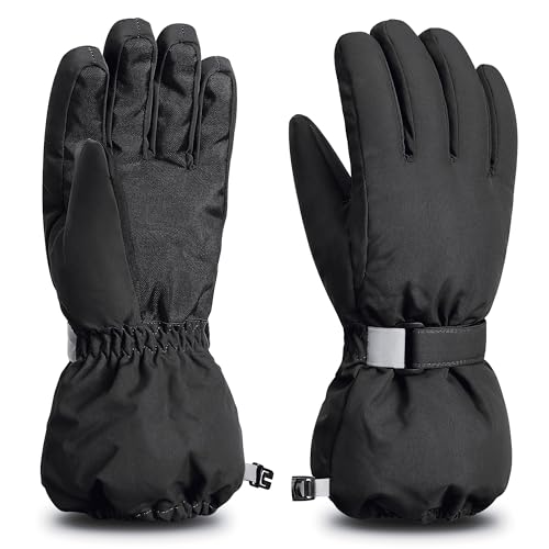 ThxToms Kids Winter Gloves, Waterproof Ski Snow Gloves for Boys and Girls, Winter Warm Gloves for Cold Weather Outdoor Play (Black Ages 7-10) - Image 1