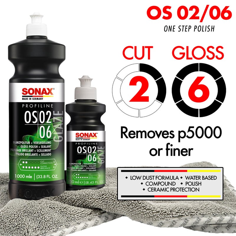 SONAX Glaze OS 02-06 247141 | ملمع سيارات شامل لإزالة الخدوش، لمسة نهائية لامعة وحماية سيراميكية | متانة لمدة 6 أشهر تعتمد على SiO2 | نتائج خالية من الهولوجرام لجميع الدهانات | 250 مل - Image 2