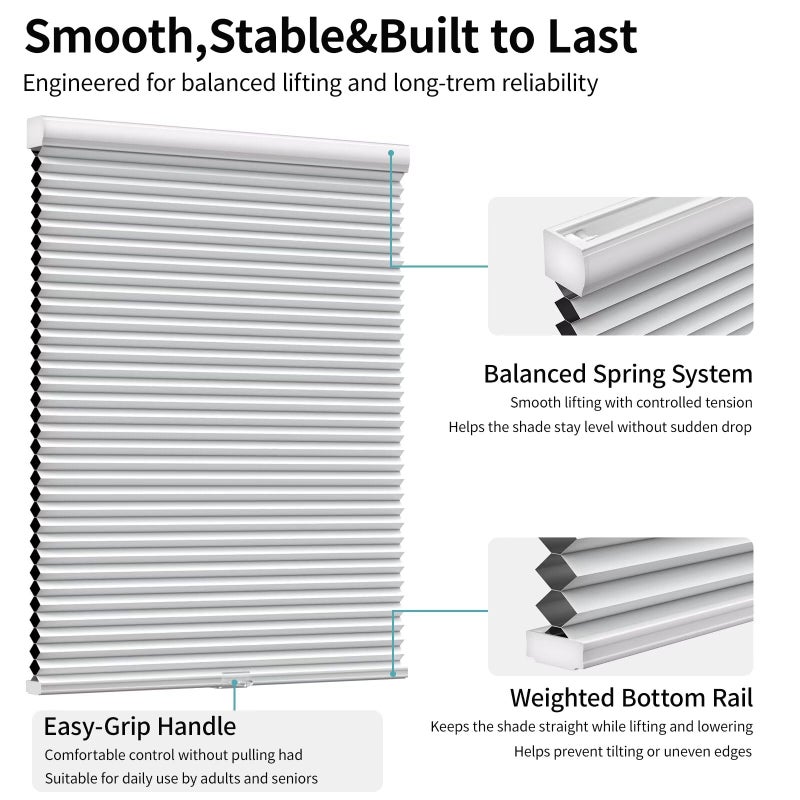 MYshade Cordless Blackout Cellular Shades for Windows, Honeycomb Window Shades with Thermal Insulation, Child & Pet Safe Room Darkening Shade, Easy Install,34" W x 72" H, White - Image 3