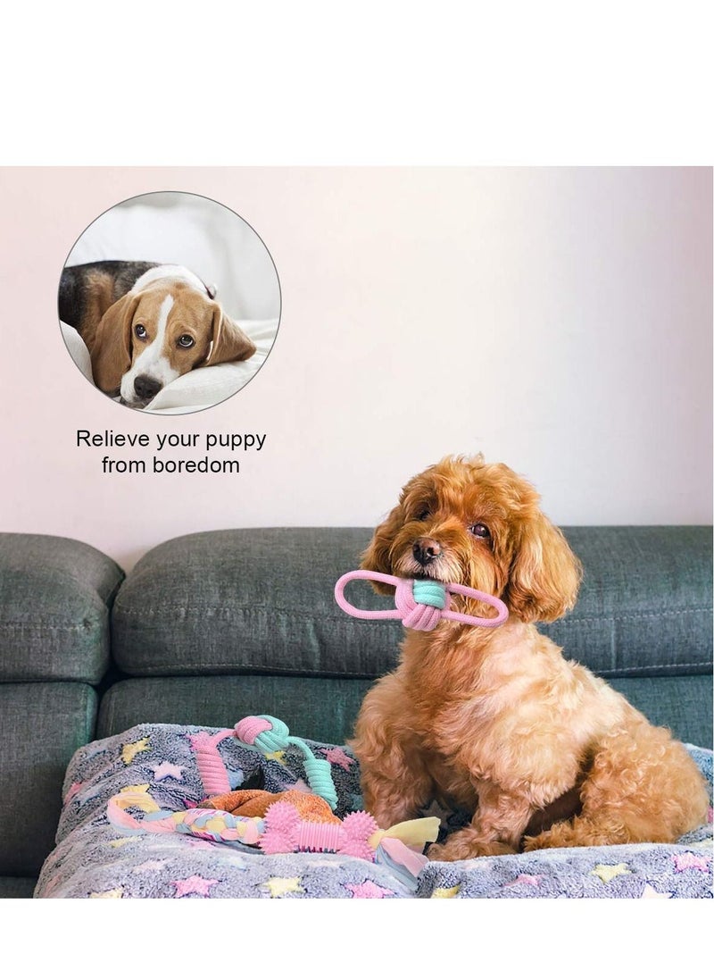 Generic - Puppy Dog Chew Toys Toy Set Teething Training Chewing for Aggressive Chewers Interactive Pink Rope and Ball 8 Weeks Small Puppies Medium Large Dogs 8pcs - Image 1