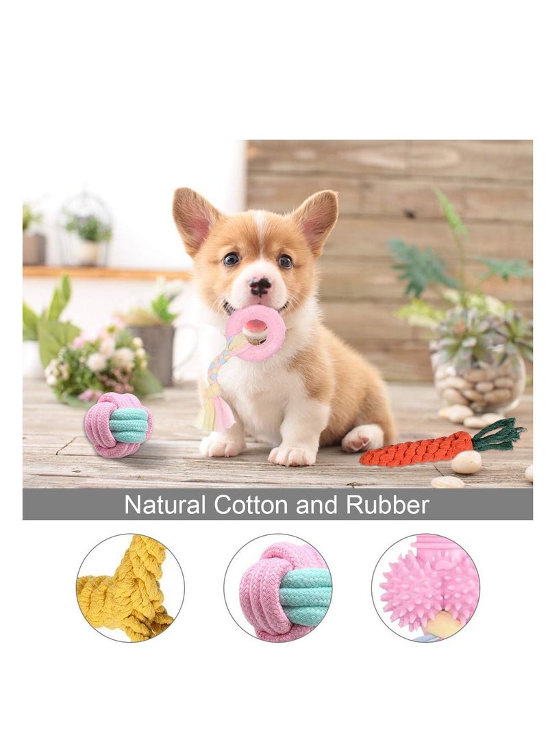 Generic - Puppy Dog Chew Toys Toy Set Teething Training Chewing for Aggressive Chewers Interactive Pink Rope and Ball 8 Weeks Small Puppies Medium Large Dogs 8pcs - Image 1