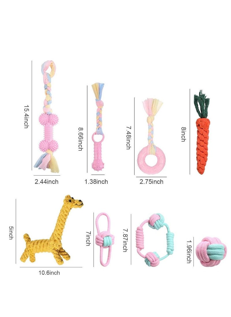 Generic - Puppy Dog Chew Toys Toy Set Teething Training Chewing for Aggressive Chewers Interactive Pink Rope and Ball 8 Weeks Small Puppies Medium Large Dogs 8pcs - Image 1