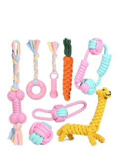 Puppy Dog Chew Toys Toy Set Teething Training Chewing for Aggressive Chewers Interactive Pink Rope and Ball 8 Weeks Small Puppies Medium Large Dogs 8pcs