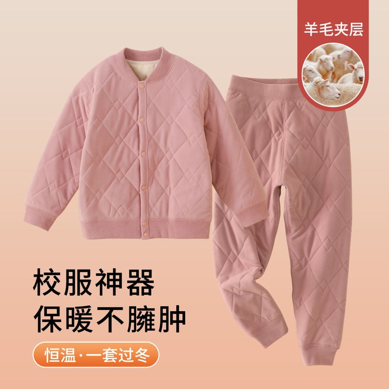 Children'S School Uniform Artifact Suit Boy'S Cotton-Padded Coat Liner Winter Wool Thickened Warm Top Girls' Thermal Underwear - Image 3