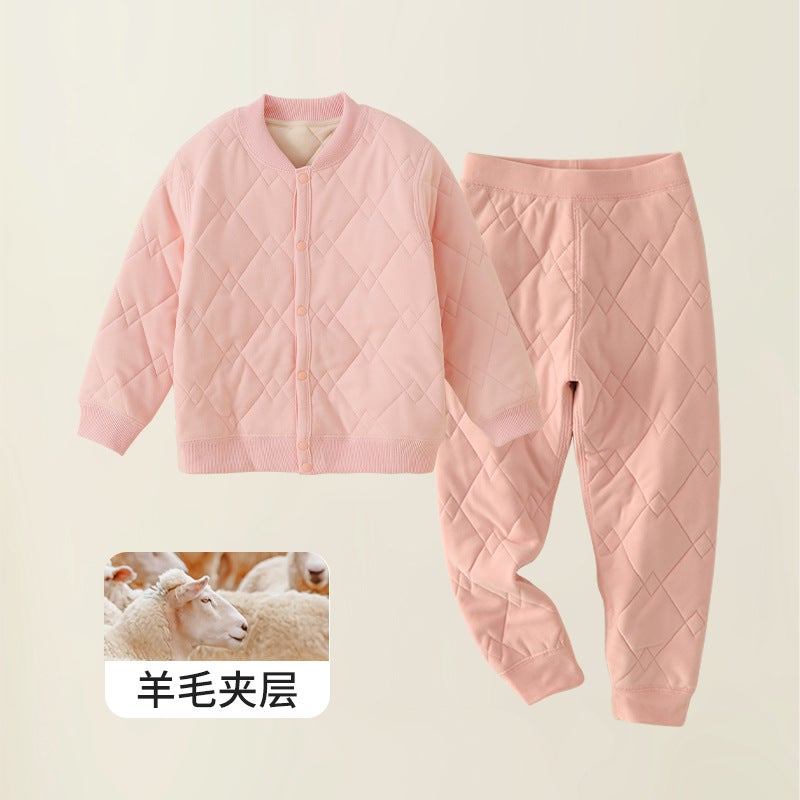 Children'S School Uniform Artifact Suit Boy'S Cotton-Padded Coat Liner Winter Wool Thickened Warm Top Girls' Thermal Underwear - Image 1