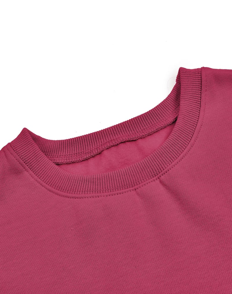 Joywayco Women's Long Sleeve Round Neck Cropped Sweatshirts Comfy Fleece Casual Pullover Tops (Hot Pink,Small,Female,Adult,US,Alpha,Small,Regular,Regular) - Image 4