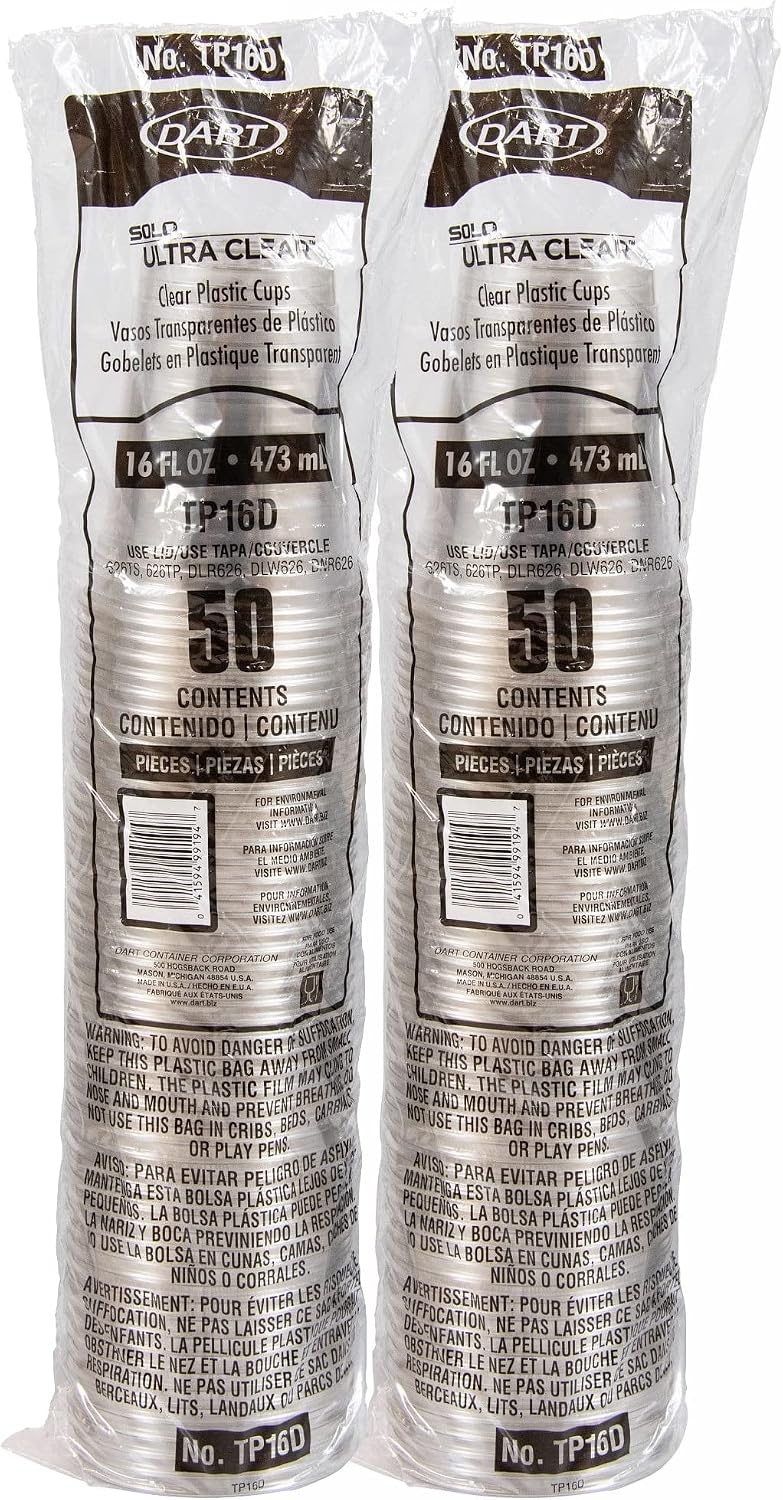 Solo Cup Company Plastic Party Cold Cups, 16 oz, Clear, 100 pack - Image 3