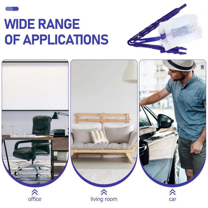 6 Pieces Dust Cleaning Duster Set With Handle 1 Short 1 Long And 20 Replacement Heads For Furniture And Office Household Handheld Dust Cleaner With Non Woven Disposable Fiber Heads - Image 4