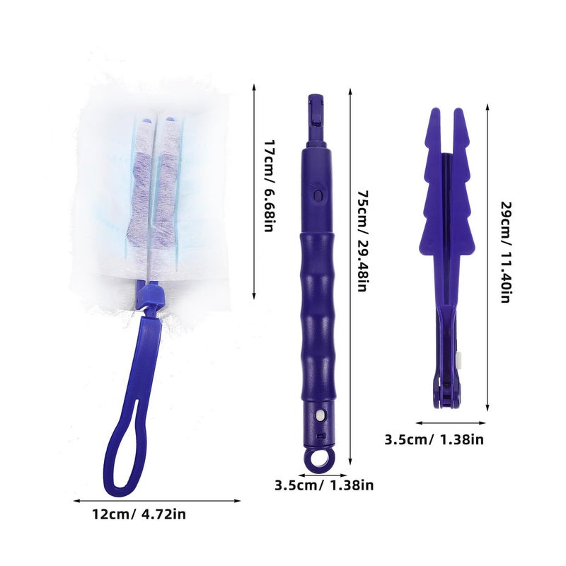 6 Pieces Dust Cleaning Duster Set With Handle 1 Short 1 Long And 20 Replacement Heads For Furniture And Office Household Handheld Dust Cleaner With Non Woven Disposable Fiber Heads - Image 3