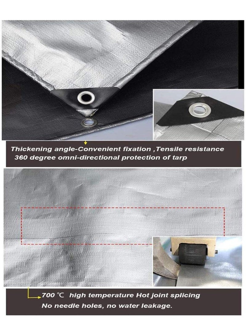 Tarp Cover Silver Waterproof tarp Heavy Duty Multi-Purpose Tarpaulin for Garden Car Furniture Canopy Tent (2.8m x 3.8m, Silver) - Image 4