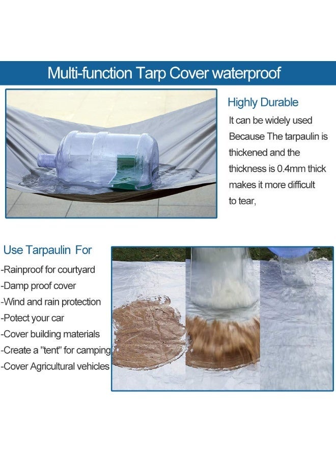 Tarp Cover Silver Waterproof tarp Heavy Duty Multi-Purpose Tarpaulin for Garden Car Furniture Canopy Tent (2.8m x 3.8m, Silver) - Image 3