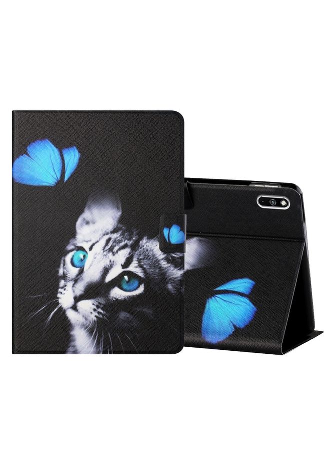 HuHa Case Cover For Huawei MatePad 5G 10.4 BAH3-AN10 Colored Drawing Horizontal Flip Leather Case with Holder & Card Slots & Sleep / Wake-up Function Butterfly Cat 