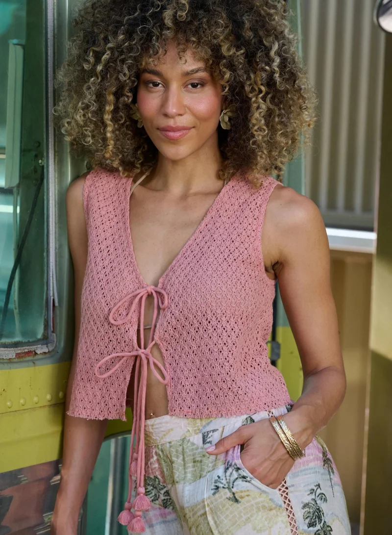 Just Nature Cora Crochet Knit Top