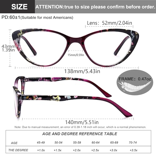 EYEURL Cat Eye Reading Glasses for Womens Set of 2 Blue Light Blocking Computer Readers +1.5 Ladies Eyeglass Quality Frame Lightweight and Comfortable - Image 3