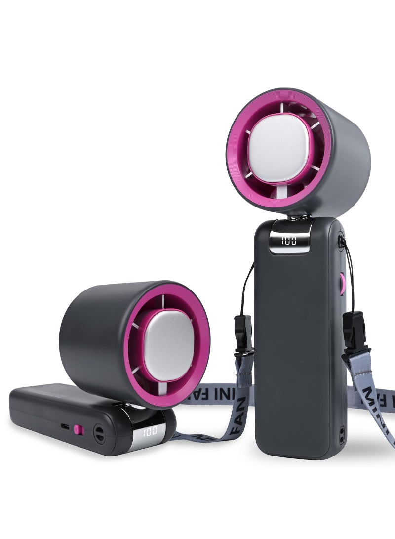 عربست مروحة توربو محمولة باليد، وضع تبريد بتقنية توربو هوائية قابلة للتعديل من 1 إلى 100 سرعة، مروحة جيب شخصية صغيرة تعمل بالبطارية 4000 مللي أمبير/ساعة مع شاشة رقمية، للسفر/الأنشطة الخارجية/المنزل/المكتب (رمادي) - Image 1