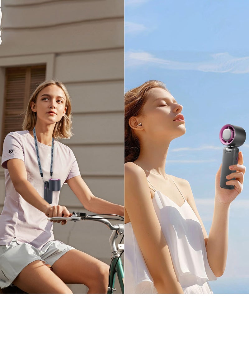 عربست مروحة توربو محمولة باليد، وضع تبريد بتقنية توربو هوائية قابلة للتعديل من 1 إلى 100 سرعة، مروحة جيب شخصية صغيرة تعمل بالبطارية 4000 مللي أمبير/ساعة مع شاشة رقمية، للسفر/الأنشطة الخارجية/المنزل/المكتب (رمادي) - Image 2