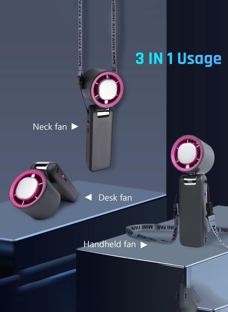 عربست مروحة توربو محمولة باليد، وضع تبريد بتقنية توربو هوائية قابلة للتعديل من 1 إلى 100 سرعة، مروحة جيب شخصية صغيرة تعمل بالبطارية 4000 مللي أمبير/ساعة مع شاشة رقمية، للسفر/الأنشطة الخارجية/المنزل/المكتب (رمادي) - Image 4