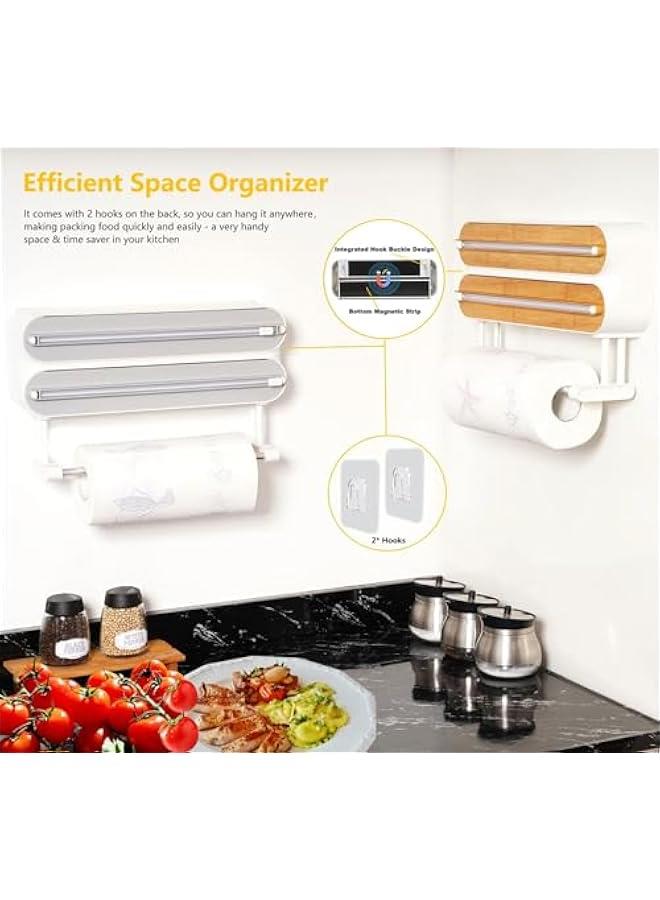 ميكسد قطاعة تغليف الطعام المغناطيسية القابلة لاعادة الاستخدام من تراسل، موزع رقائق الالومنيوم والقصدير مع قطاعة مثبتة على الحائط، قطاعة متينة لتغليف الطعام (رمادي) - Image 3