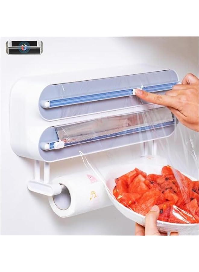 ميكسد قطاعة تغليف الطعام المغناطيسية القابلة لاعادة الاستخدام من تراسل، موزع رقائق الالومنيوم والقصدير مع قطاعة مثبتة على الحائط، قطاعة متينة لتغليف الطعام (رمادي) - Image 1